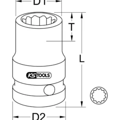 KS TOOLS 1/2" 12-kant-Kraft-Stecknuss kurz 24 mm - 515.0924