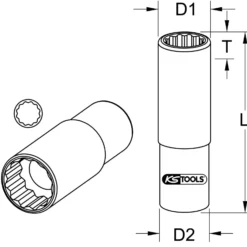 KS TOOLS 1/2" 12-kant-Stecknuss lang 27 mm - 917.1273