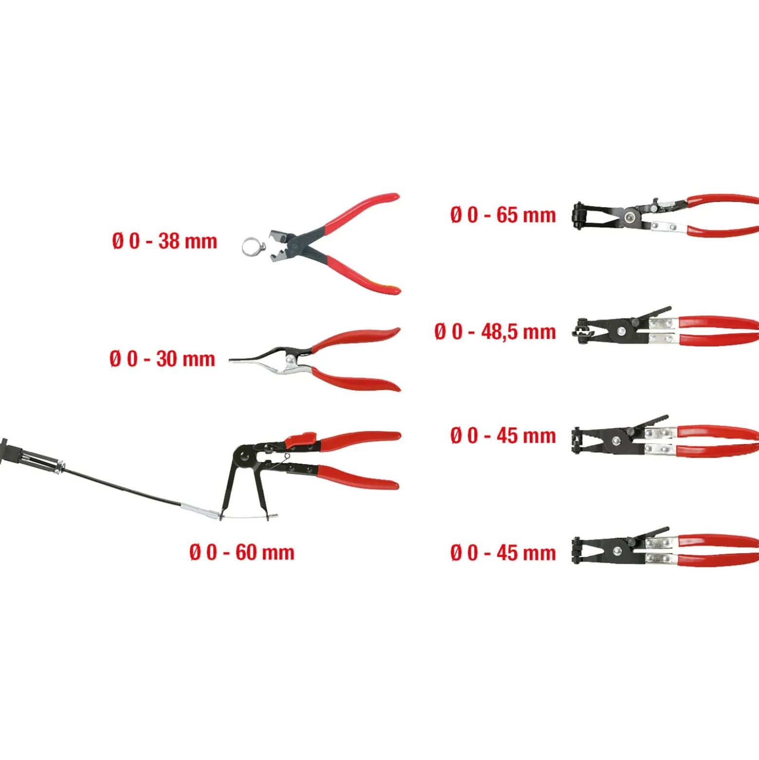 KS TOOLS KFZ Schlauchschellenzangen-Satz 7tlg. - 115.1055