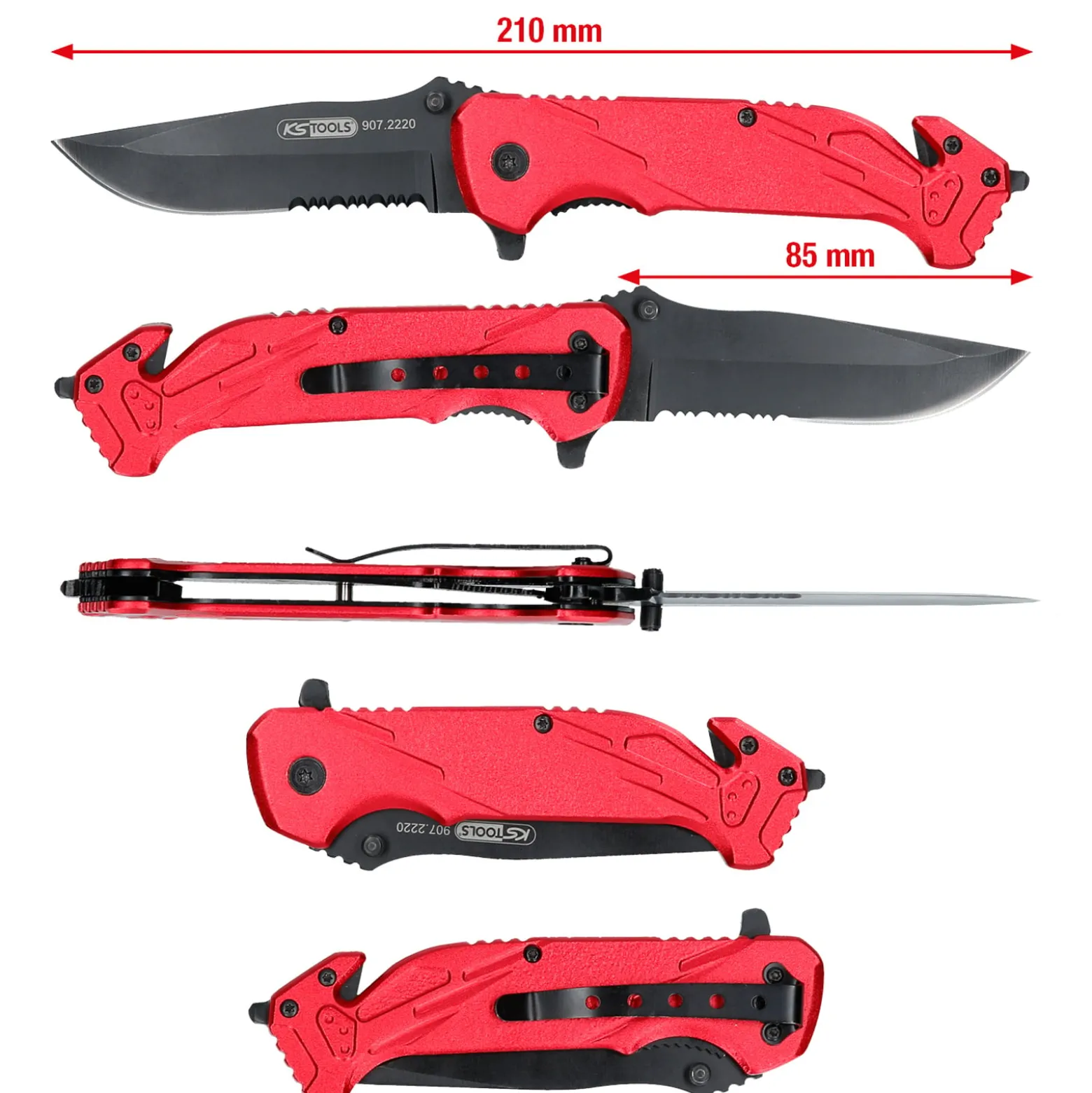 KS TOOLS Klappmesser mit Arretierung und Gurtschneider - 907.2220