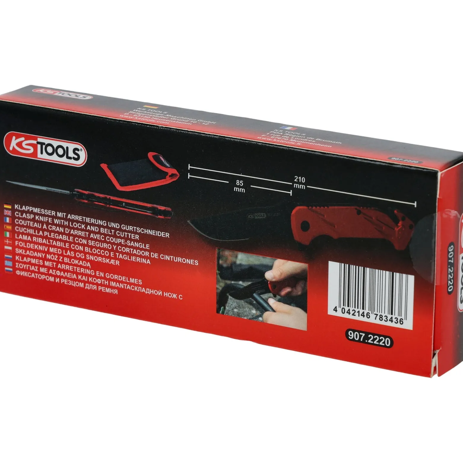 KS TOOLS Klappmesser mit Arretierung und Gurtschneider - 907.2220