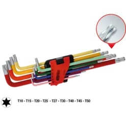 KS TOOLS Kugelkopf-Torx-Winkelstiftschlüssel-Satz extra lang 9tlg. - 151.5210