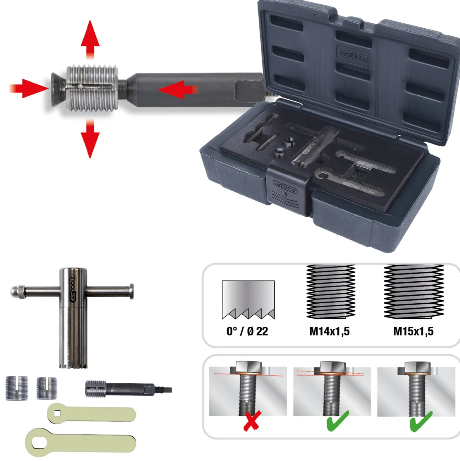 KS TOOLS Ölablassschrauben-Dichtsitz-Planfräser-Satz 6tlg. - 150.1485