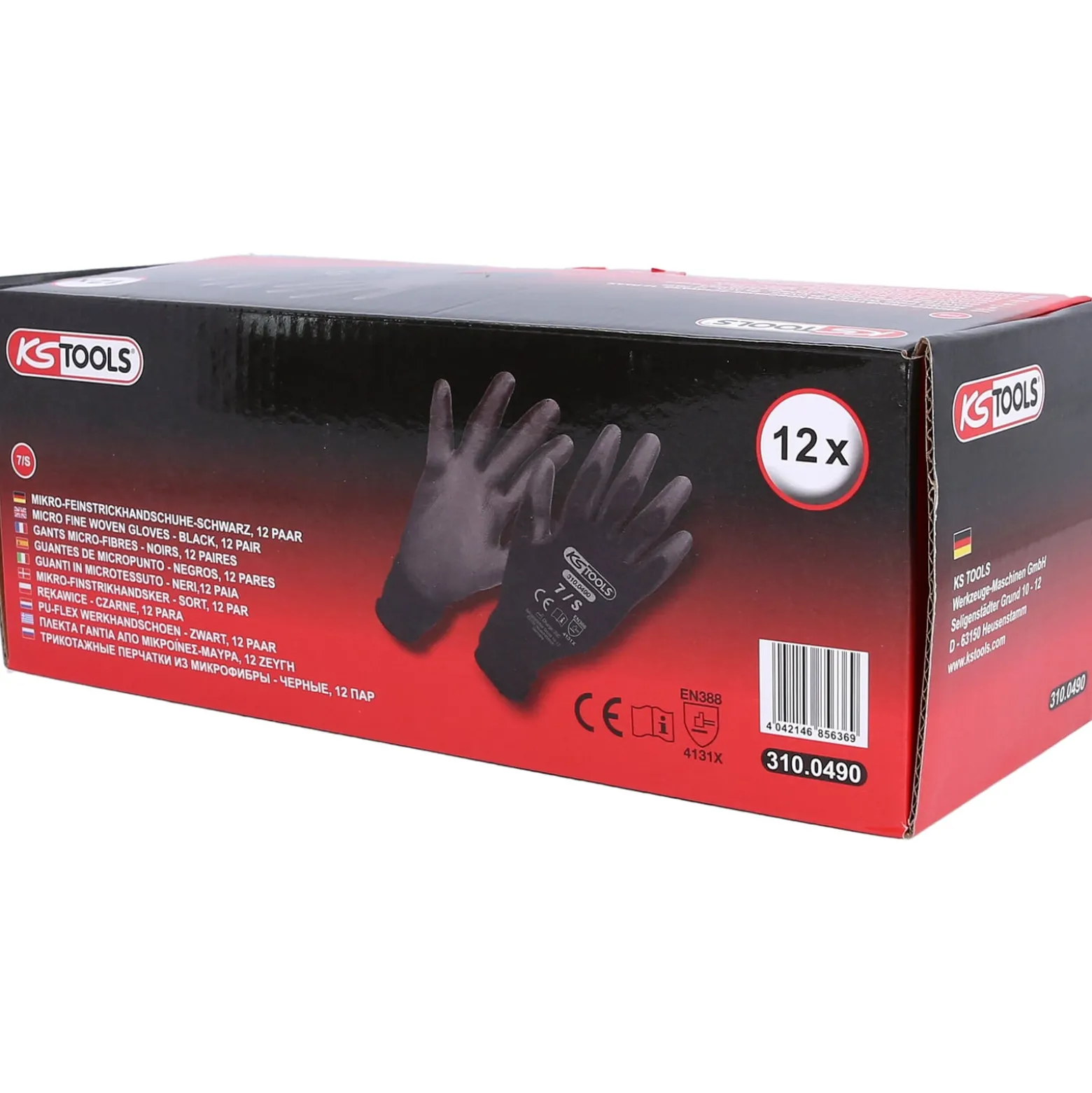 KS TOOLS Mikro-Feinstrickhandschuhe-schwarz 7 12 Paar - 310.0490