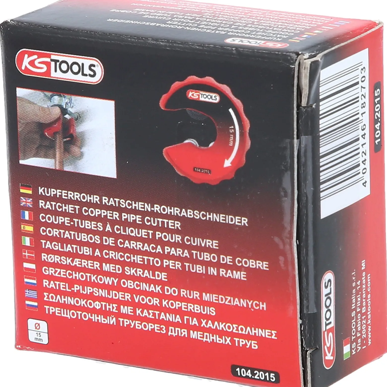 KS TOOLS Ratschen-Rohrabschneider für Kupferrohre 15 mm - 104.2015