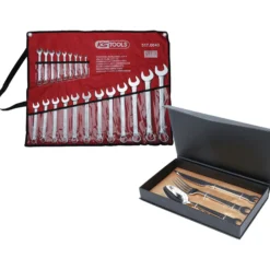 KS TOOLS Ringmaulschlüssel-Satz abgewinkelt 21tlg. 6 - 32 mm + GRATIS Besteck-Set 3tlg.