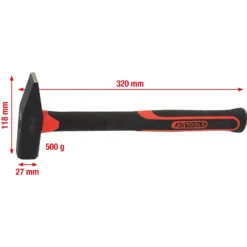 KS TOOLS Schlosserhammer mit Fiberglasstiel 500g - 142.1351