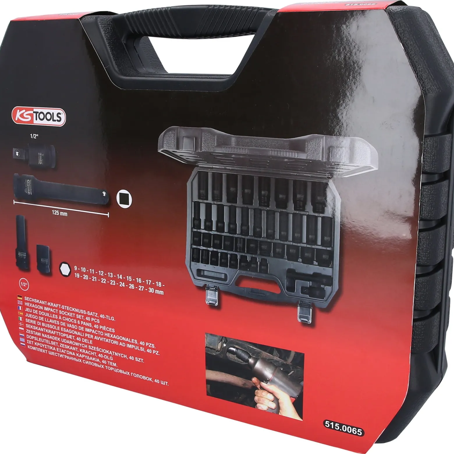 KS TOOLS 1/2" Sechskant-Kraft-Stecknuss-Satz 40tlg. - 515.0065