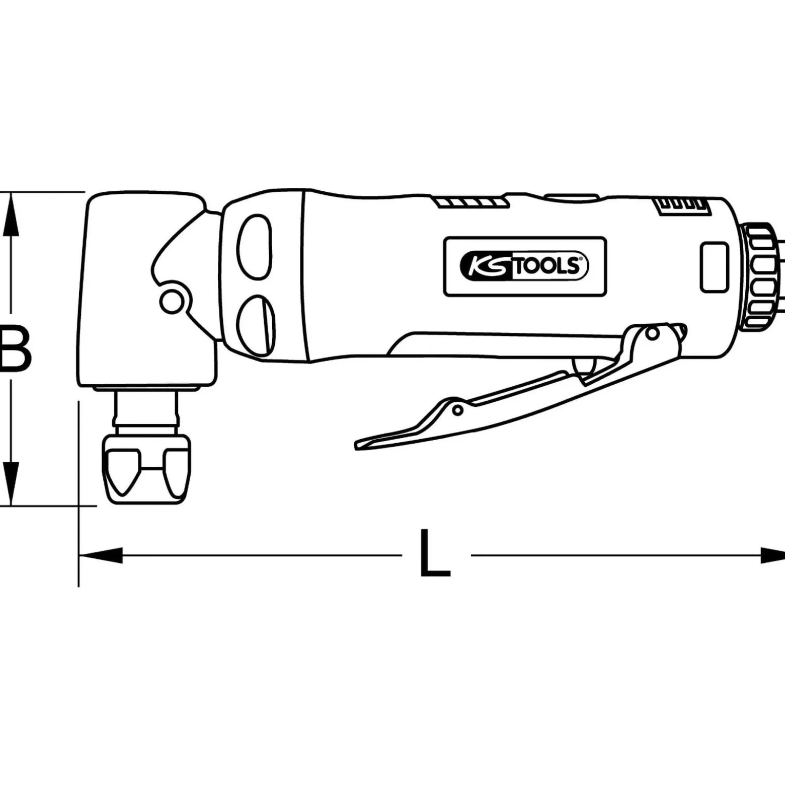 KS TOOLS SlimPOWER Mini-Druckluft-Winkelstabschleifer 19.000 U/min - 515.5535
