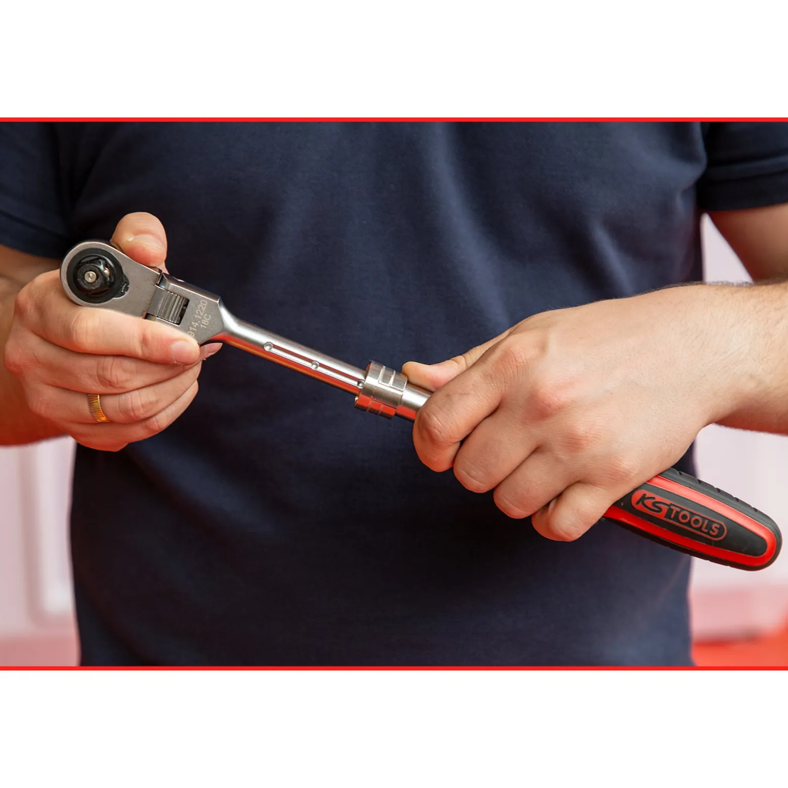 KS TOOLS 1/2" SlimPOWER Teleskop-Gelenk-Umschaltknarre 72 Zahn - 914.1220