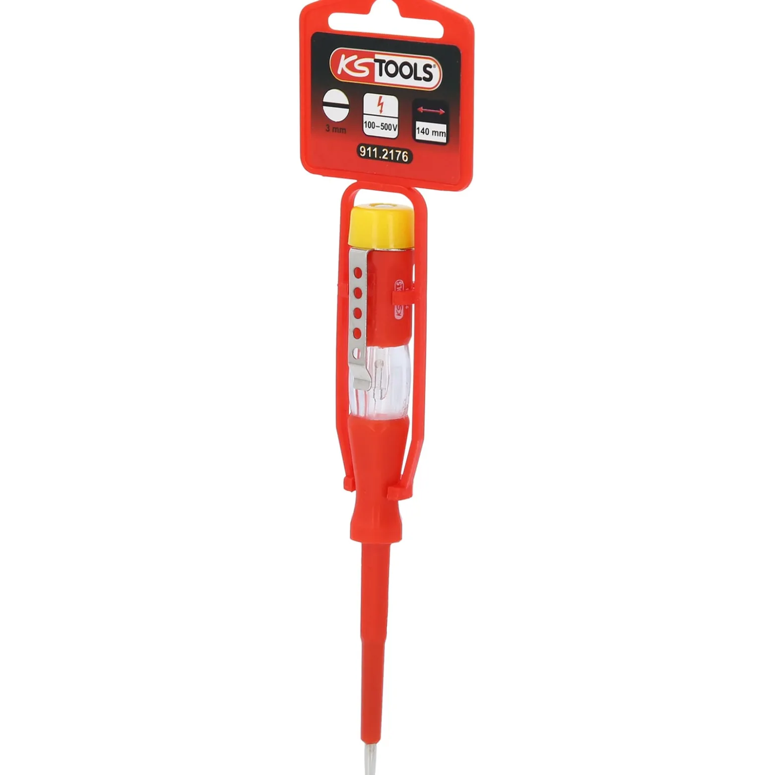 KS TOOLS Spannungsprüfer mit Schutzisolierung 100-500 V 140 mm - 911.2176