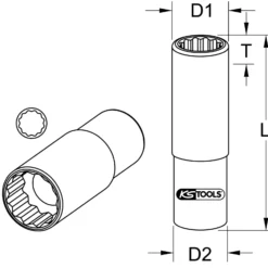 KS TOOLS 3/8" Spezial-Zündkerzen-Stecknuss extrem dünnwandig 14 mm - 911.3991