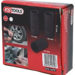 KS TOOLS 1/2" Spiral-Profil-Kraft-Stecknuss-Satz 3tlg. 17 - 21 mm - 913.1270