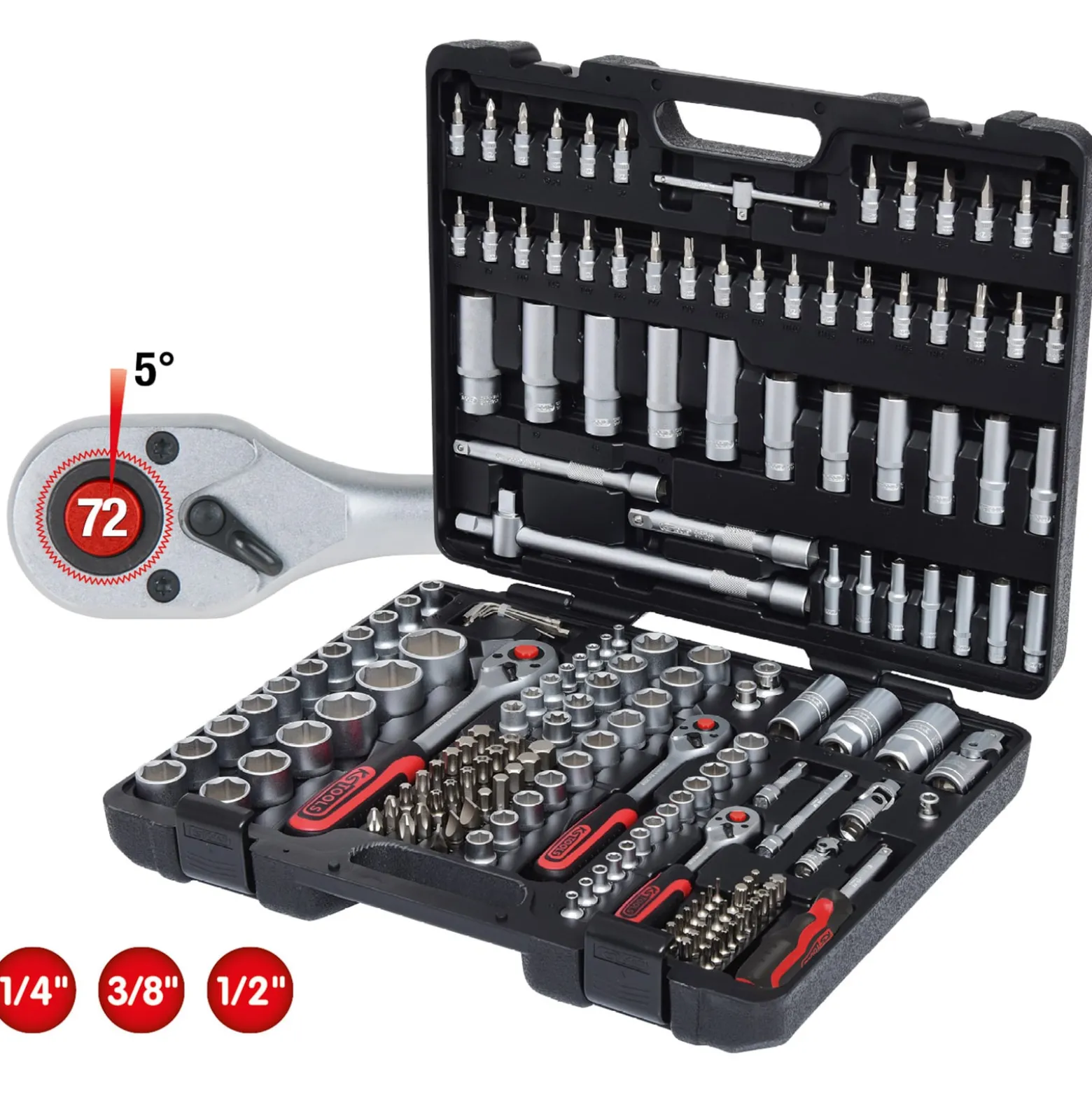 KS TOOLS 1/4"+ 3/8"+ 1/2" Steckschlüssel-Satz 179tlg. - 917.0779