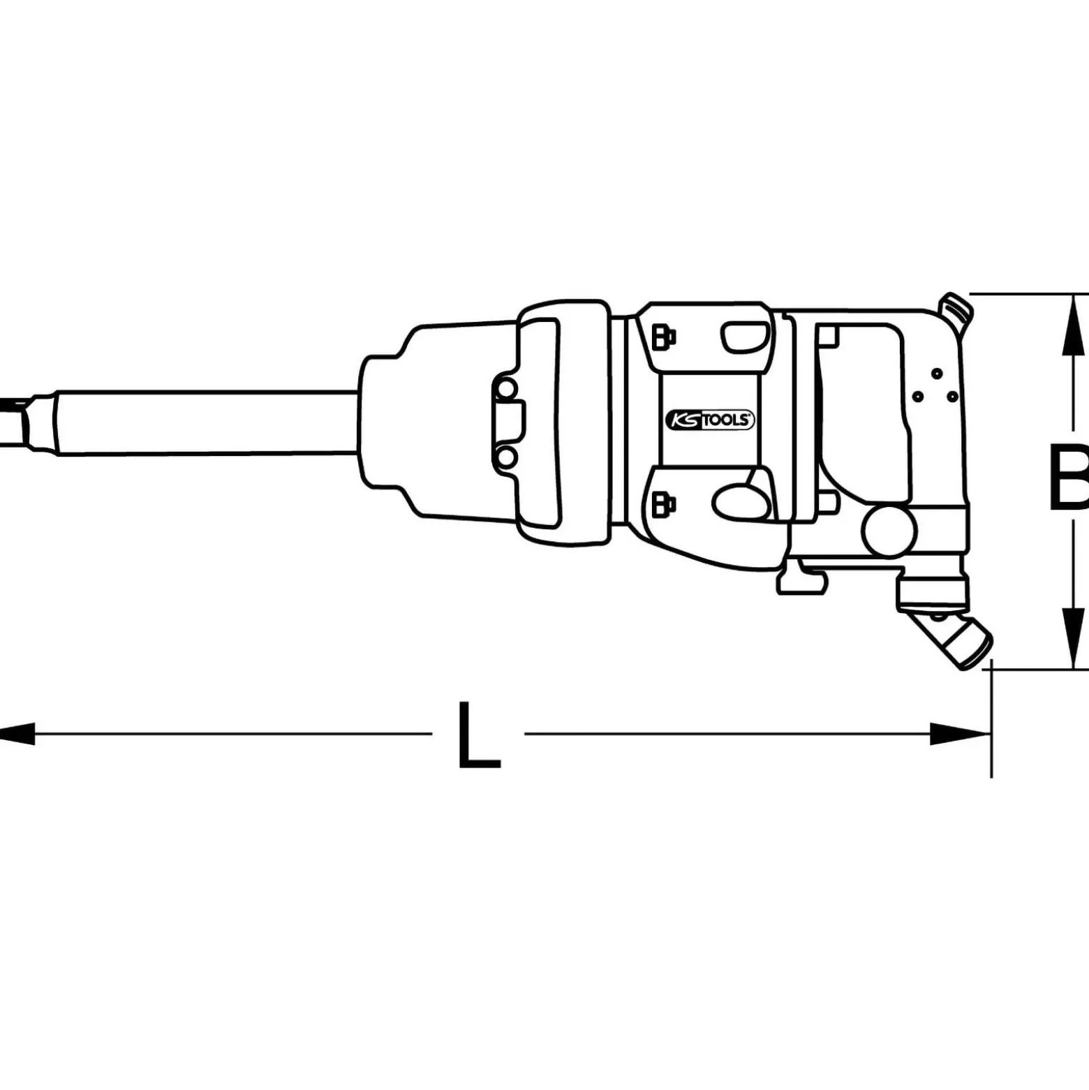 KS TOOLS 1" superMONSTER Hochleistungs-Druckluft-Schlagschrauber 3.405 Nm 504 mm - 515.3280