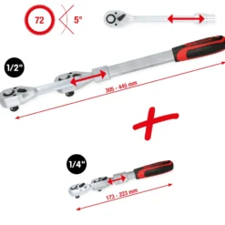 KS TOOLS 1/4" + 1/2" Teleskop-Umschaltknarren-Satz 2tlg. - 914.1412