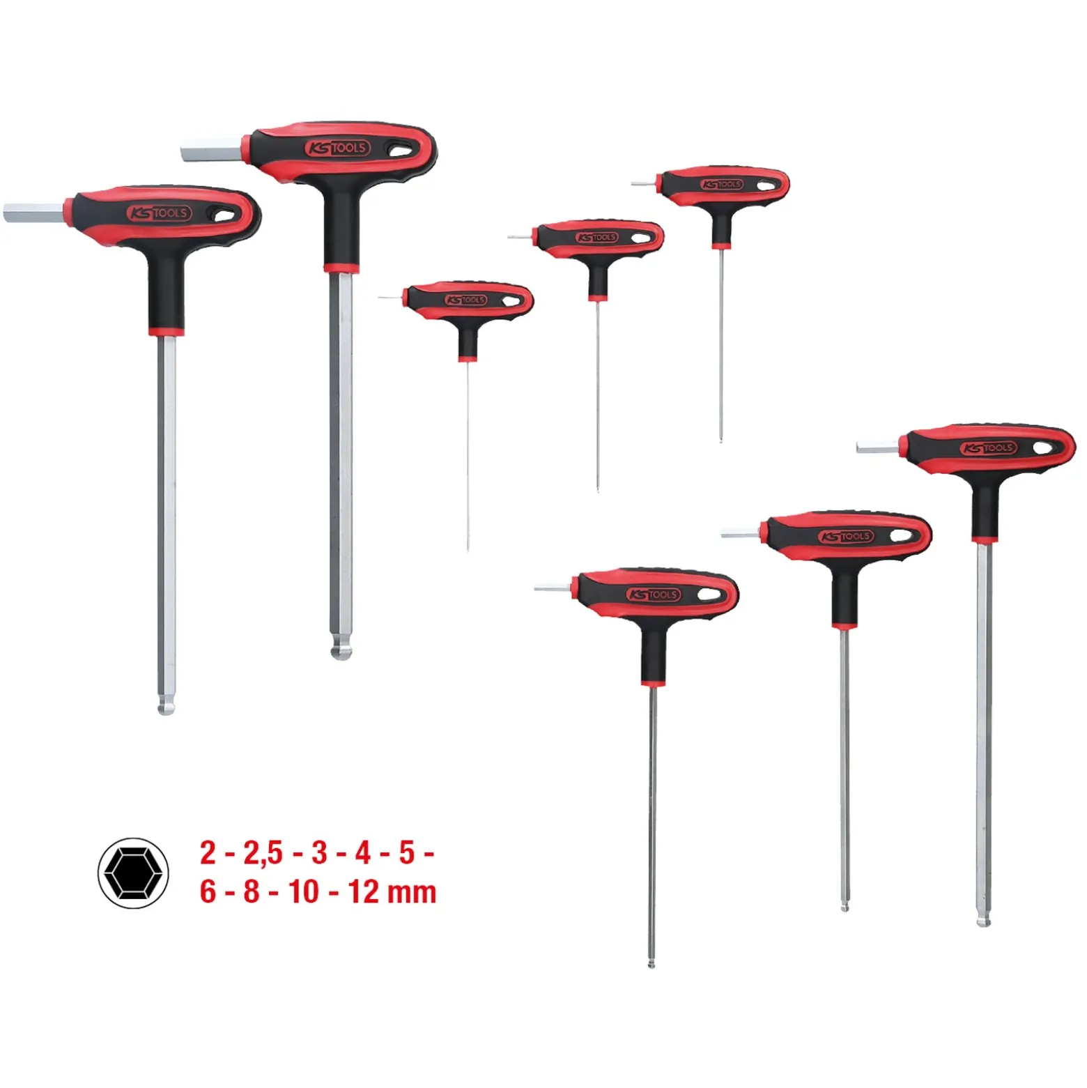 KS TOOLS T-Griff-Innensechskant-Kugelkopf-Schlüssel-Satz 9tlg. - 151.8150