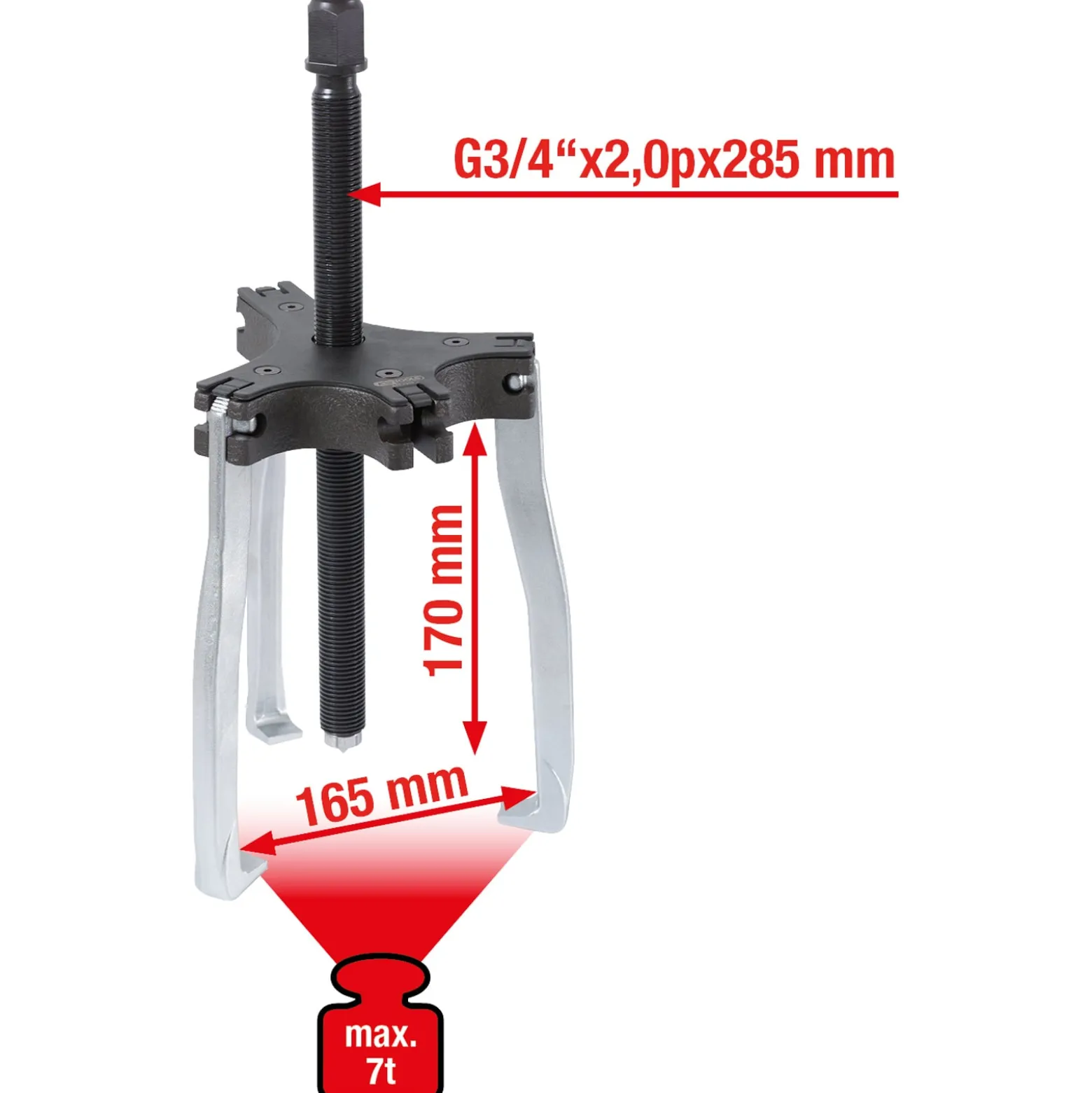 KS TOOLS Universal-Abzieher 2+3-armig 165 mm Gr.3 7t - 640.4205
