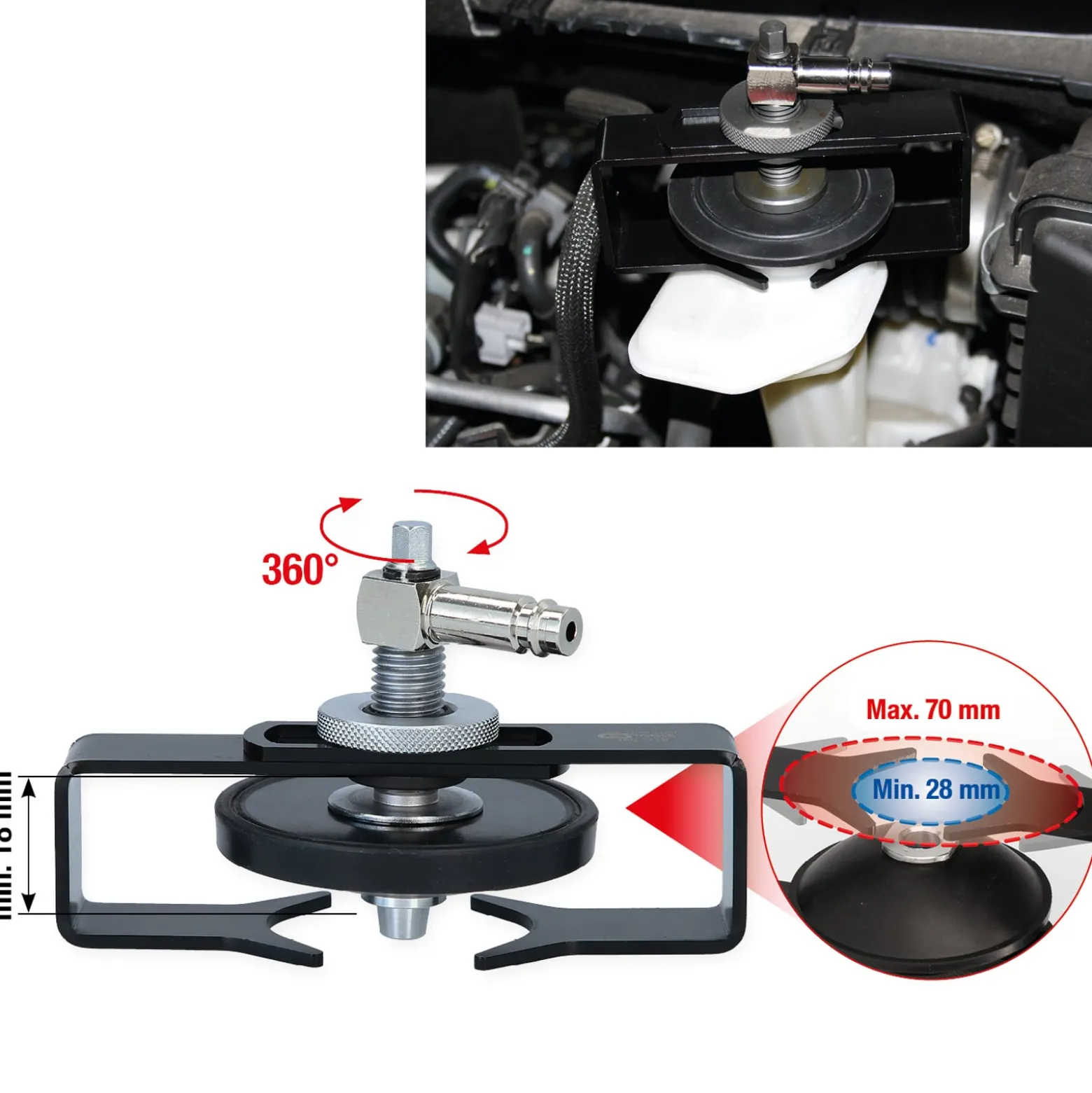 KS TOOLS Universal-Entlüfterstutzen-Adapter verstellbar - 160.0718