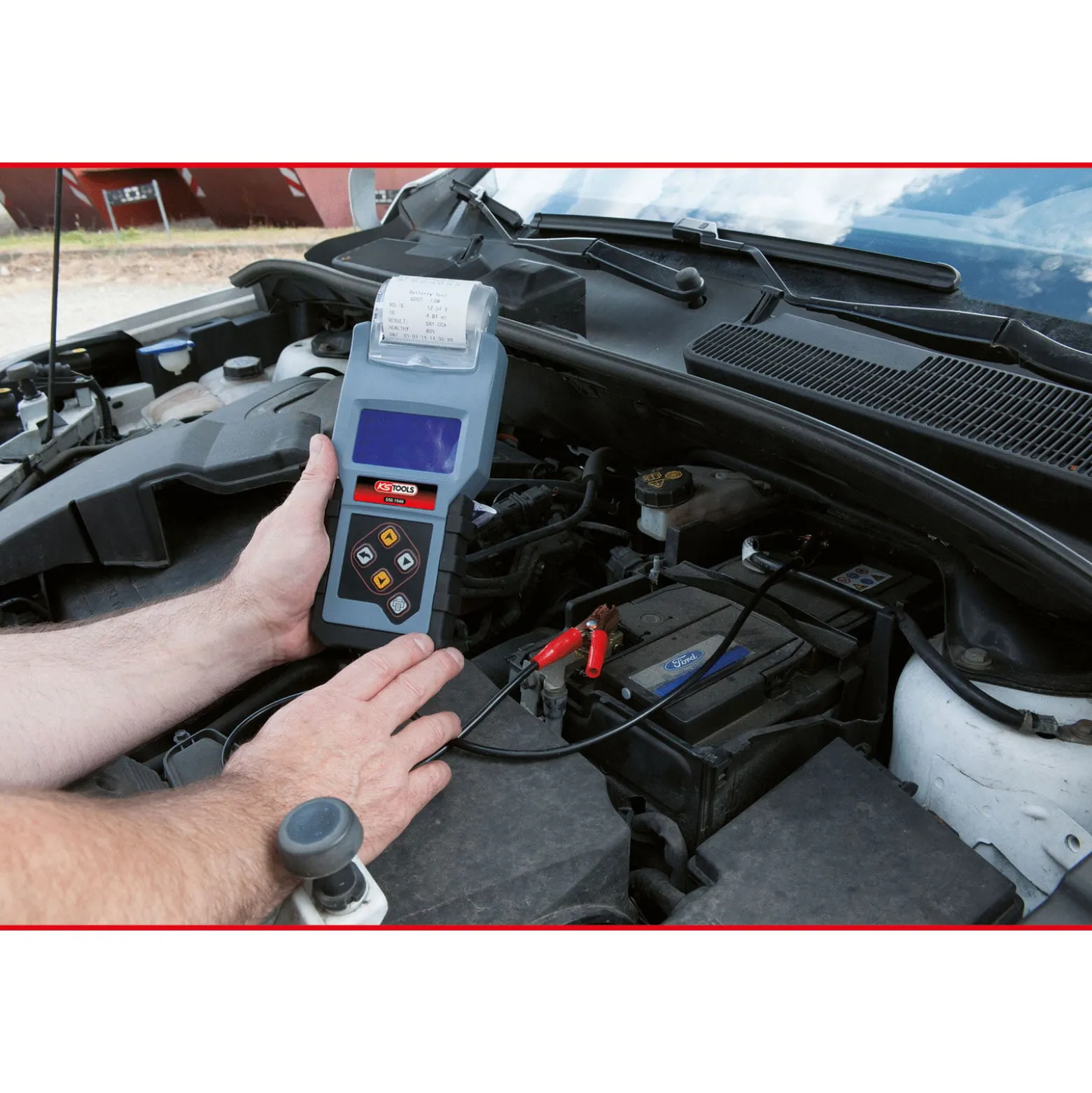 KS TOOLS 12V Digital-Batterie- und Ladesystemtester mit integriertem Drucker - 550.1646