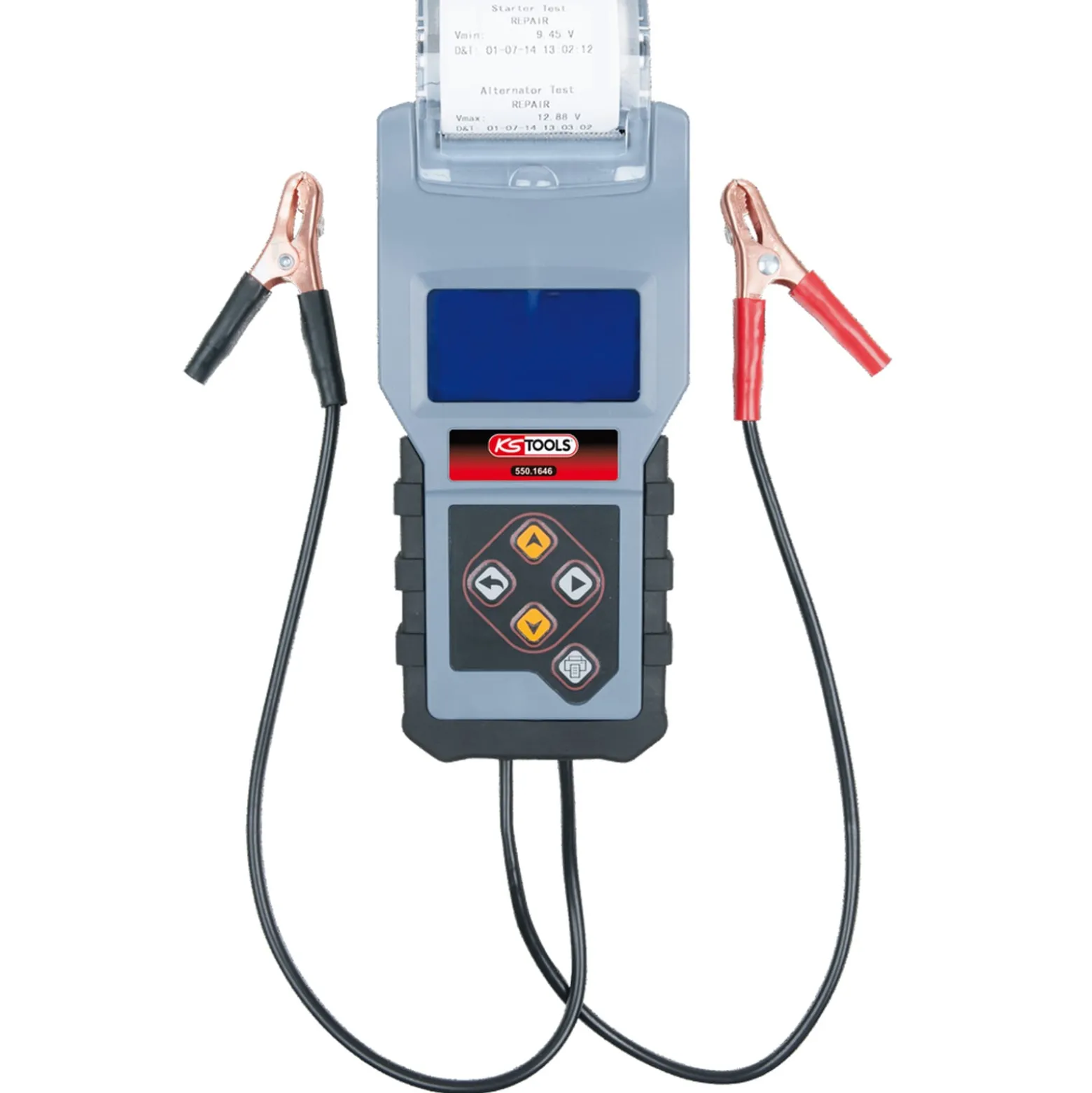 KS TOOLS 12V Digital-Batterie- und Ladesystemtester mit integriertem Drucker - 550.1646