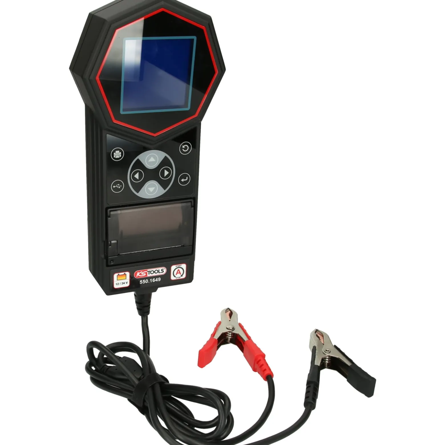 KS TOOLS 12V / 24V Digital-Batterie- und Ladesystemtester mit integriertem Drucker - 550.1649