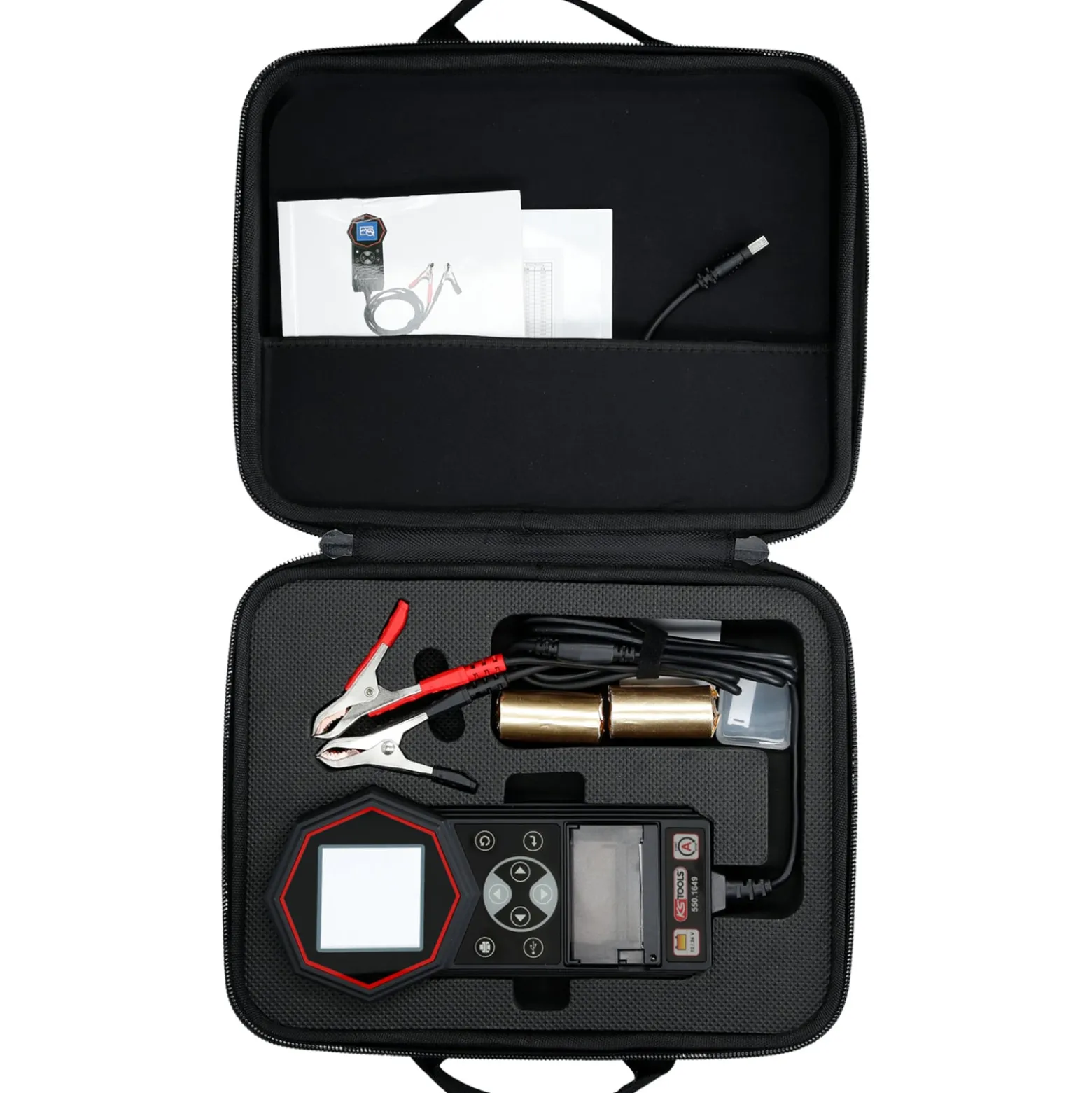 KS TOOLS 12V / 24V Digital-Batterie- und Ladesystemtester mit integriertem Drucker - 550.1649