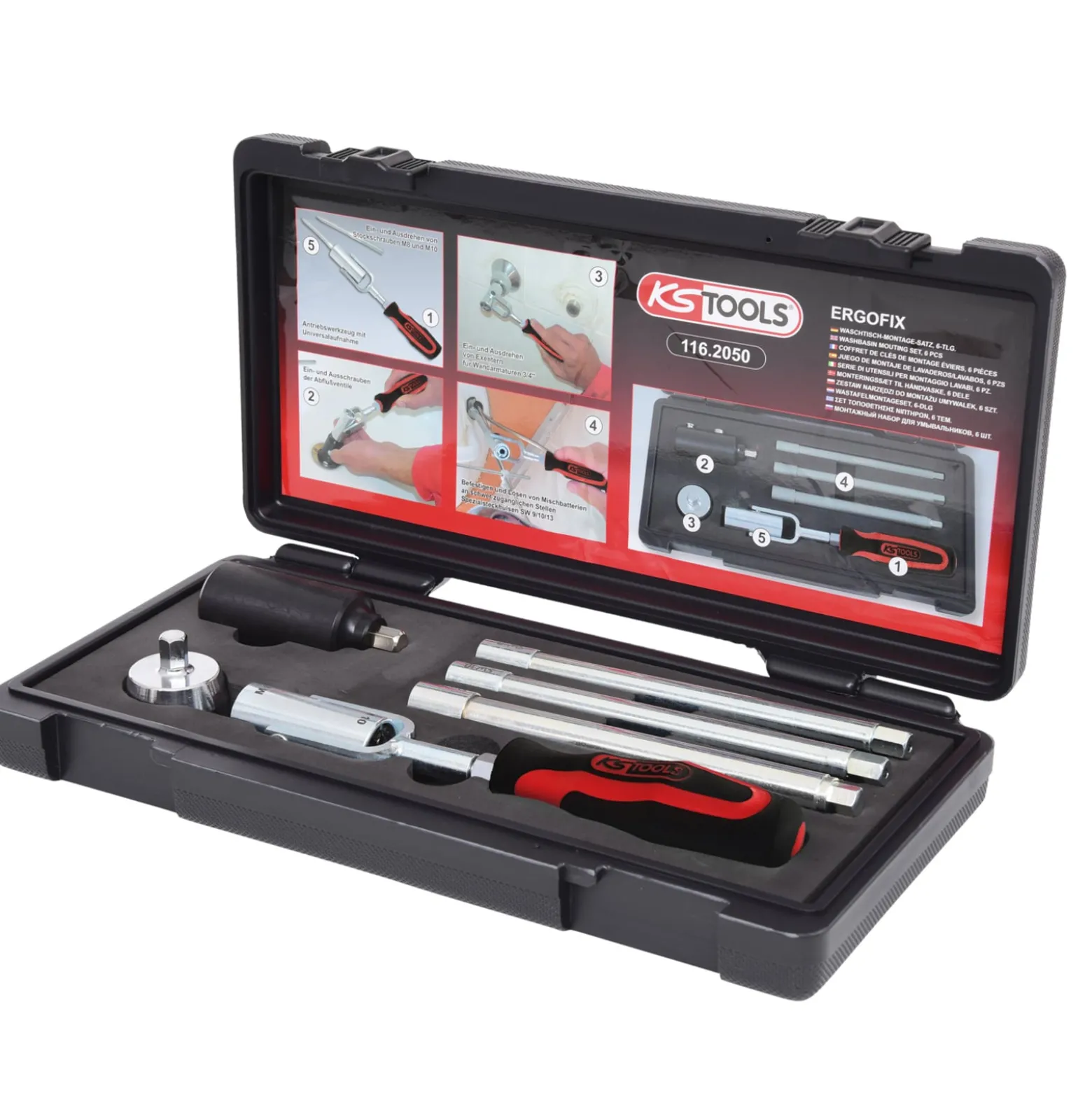 KS TOOLS Waschtisch-Montage-Satz 6tlg. - 116.2050