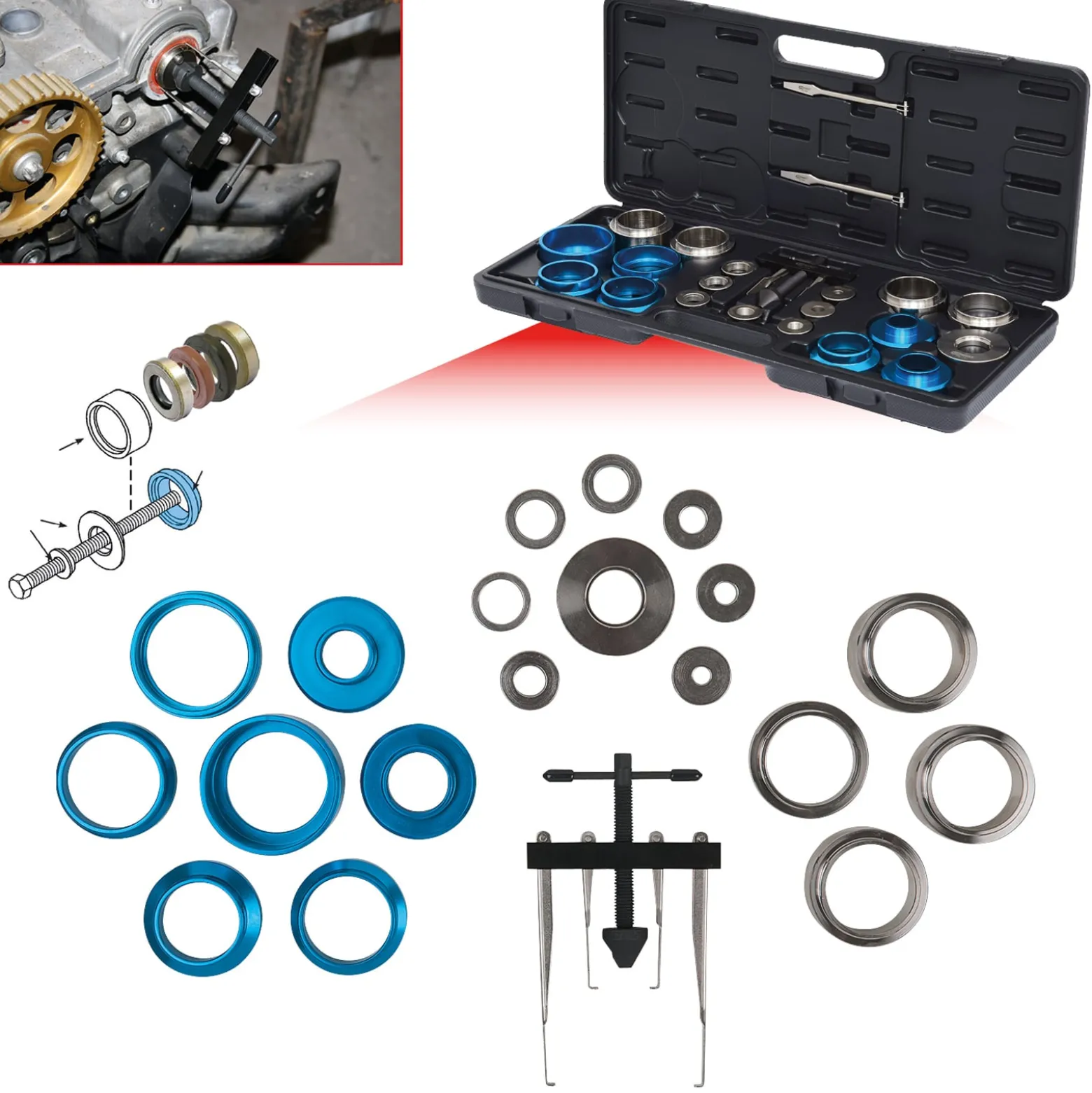 KS TOOLS Wellendichtring und Simmerring Montagewerkzeug-Satz 24tlg. - 700.1280