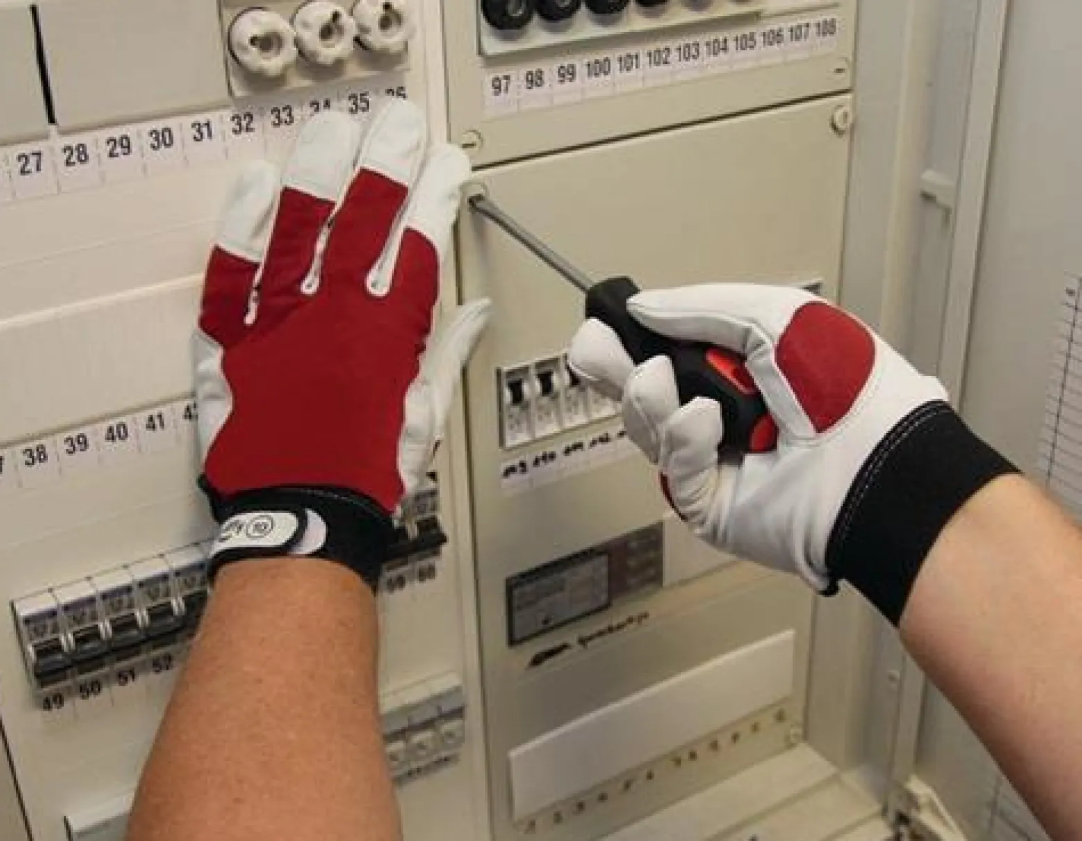 L+D 1 Paar Handschuhe Griffy rot / naturfarben Gr. 9 - 1706-9