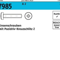 Linsenschraube DIN 7985 PZ M4x 20-Z A 2 1000 Stück