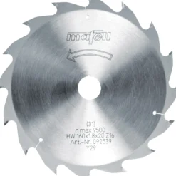 mafell Sägeblatt-HM 160 x 1,2/1,8 x 20 mm, Z 16, WZ, für Längsschnitte in Holz- 092539