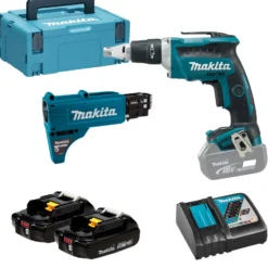 Makita DFS452AJX2 Akku-Schnellbauschrauber 18 V / 2x 2,0 Ah Akku + Ladegerät inkl. Magazinaufsatz im MakPac