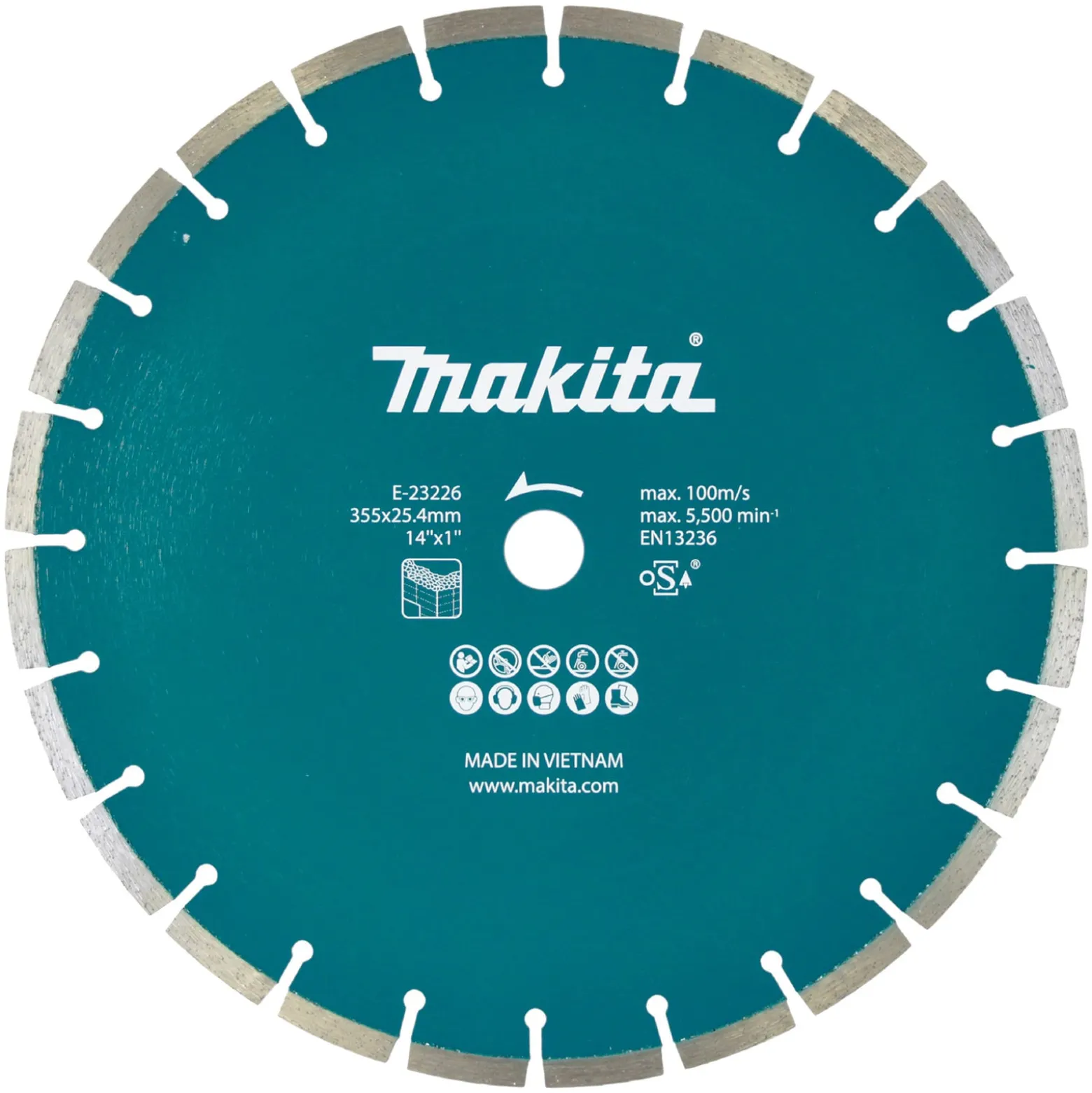 Makita Diamanttrennscheibe nass / trocken 355x25,4 mm - E-23226