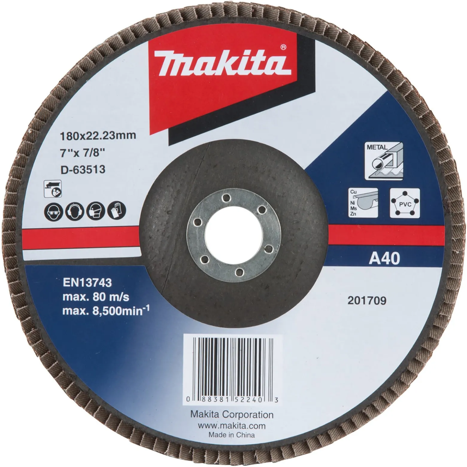 Makita Fächerschleifscheibe 180 mm A40 - D-63513