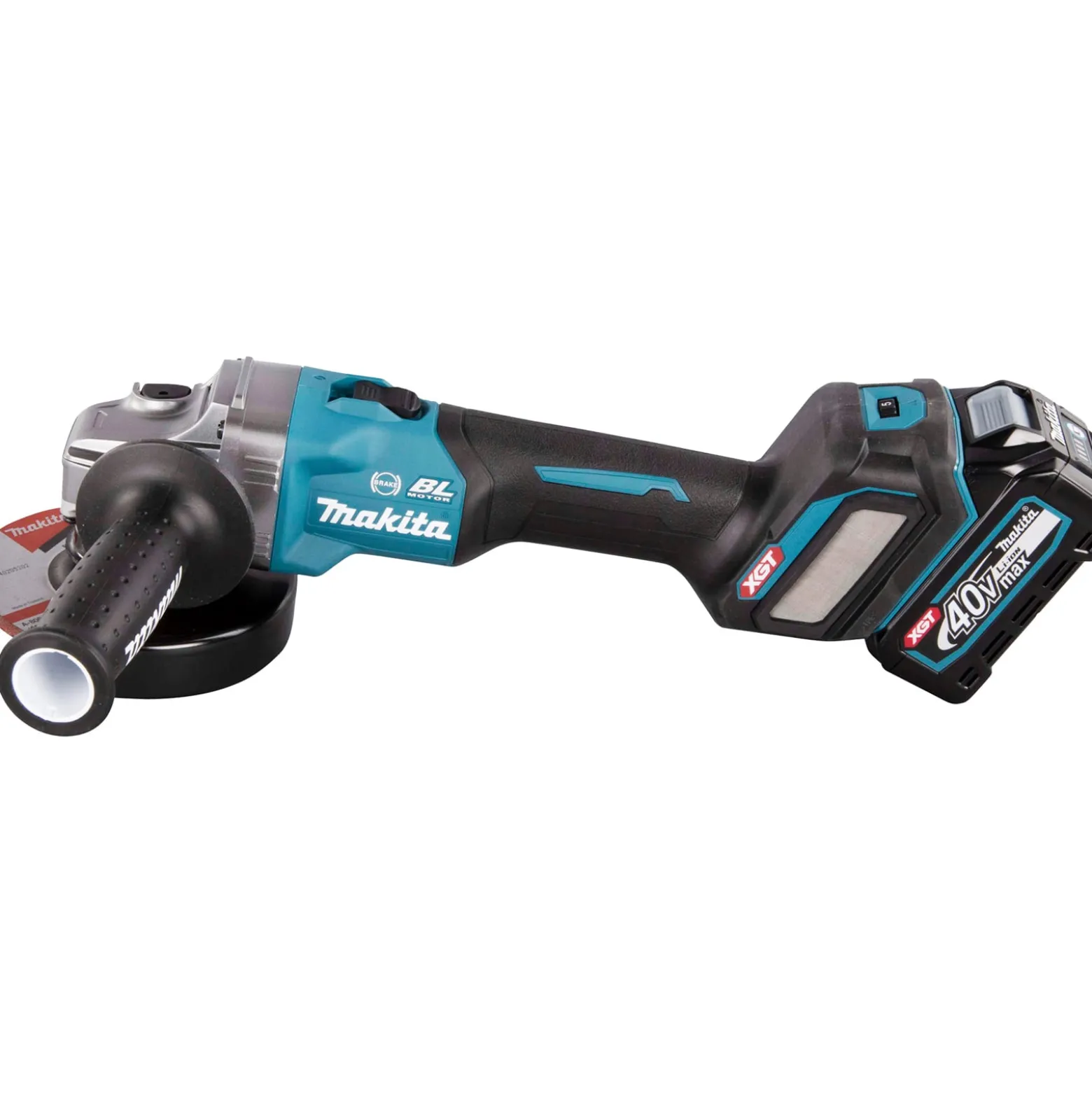 Makita GA023GM206 Akku-Winkelschleifer 40V max. / 2x 4,0 Ah Akku + Schnellladegerät im MAKPAC + Side-Kick