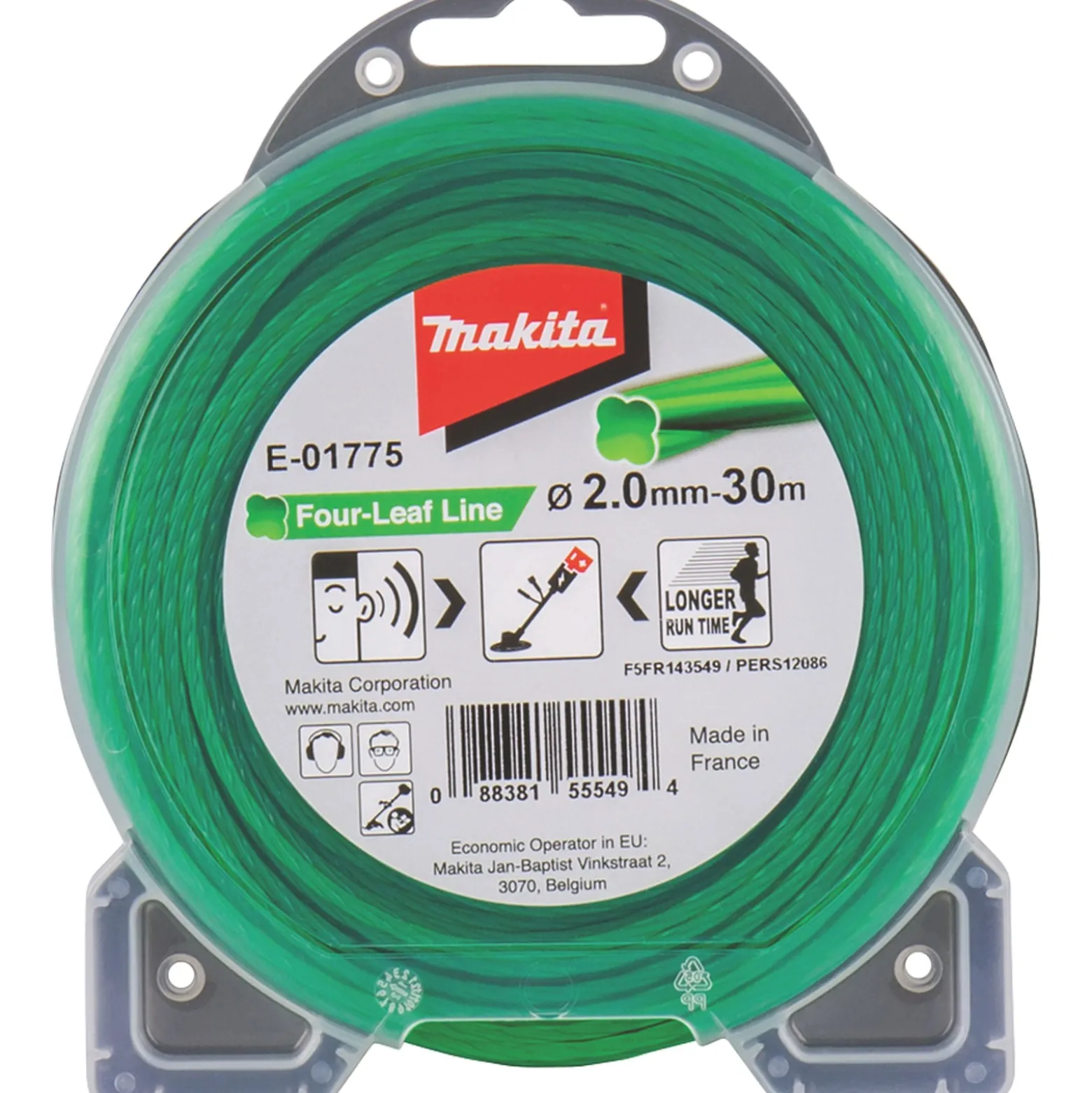 Makita Mähfaden Four-Leaf Grün 30 m Ø 2 mm - E-01775