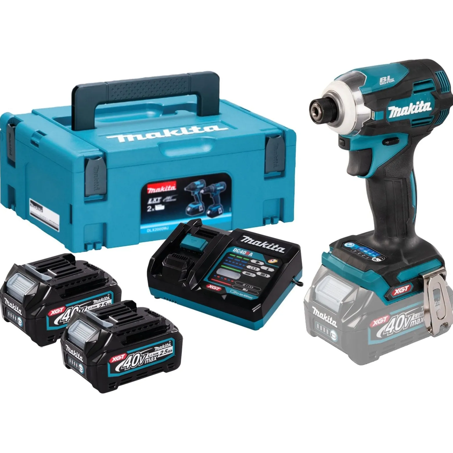 Makita TD001GD201 Akku-Schlagschrauber 40V / 2x 2,5 Ah Akkus + Ladegerät im Makpac