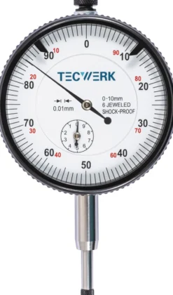 Messuhr DIN 878 10mm Abl.0,01mm m.Stoßschutz TECWERK
