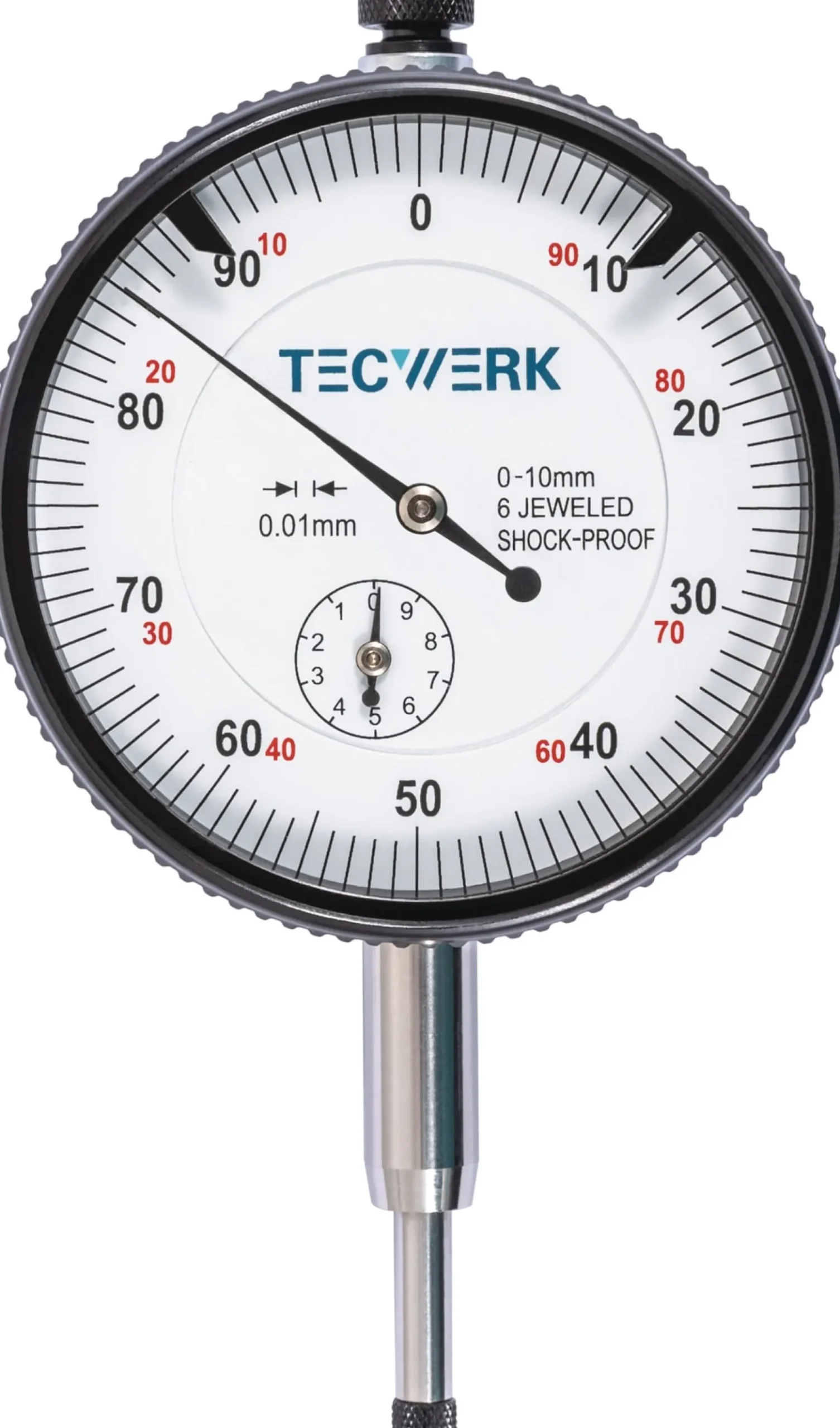Messuhr DIN 878 10mm Abl.0,01mm m.Stoßschutz TECWERK