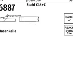 Nasenkeil DIN 6887 14x 9x 80 Stahl C45+C 10 Stück