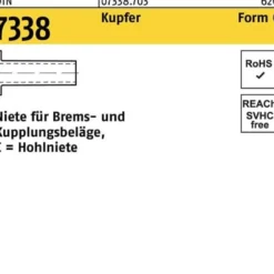 Niete DIN 7338 FormC C 4x 15 Kupfer 100 Stück