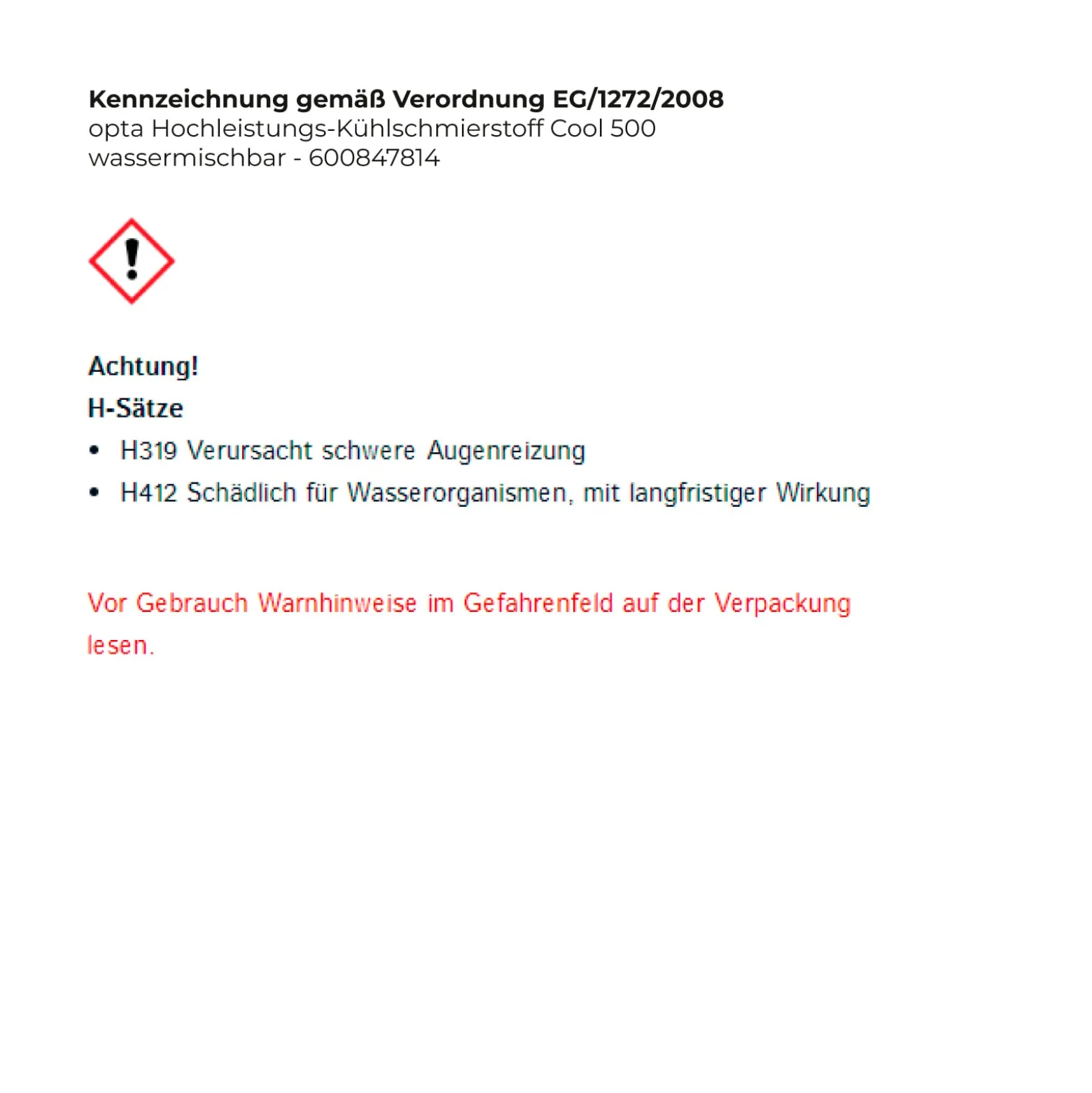opta Hochleistungs-Kühlschmierstoff Cool 500 wassermischbar - 600847814