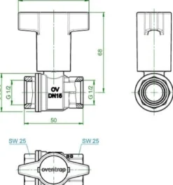 OV Knebelgriff-Kugelhahn Optibal PN 16, Messing DN 15, 1/2Z IG