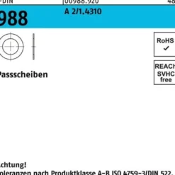 Paßscheibe DIN 988 10x 16x 0,1 A 2/1.4310 100 Stück