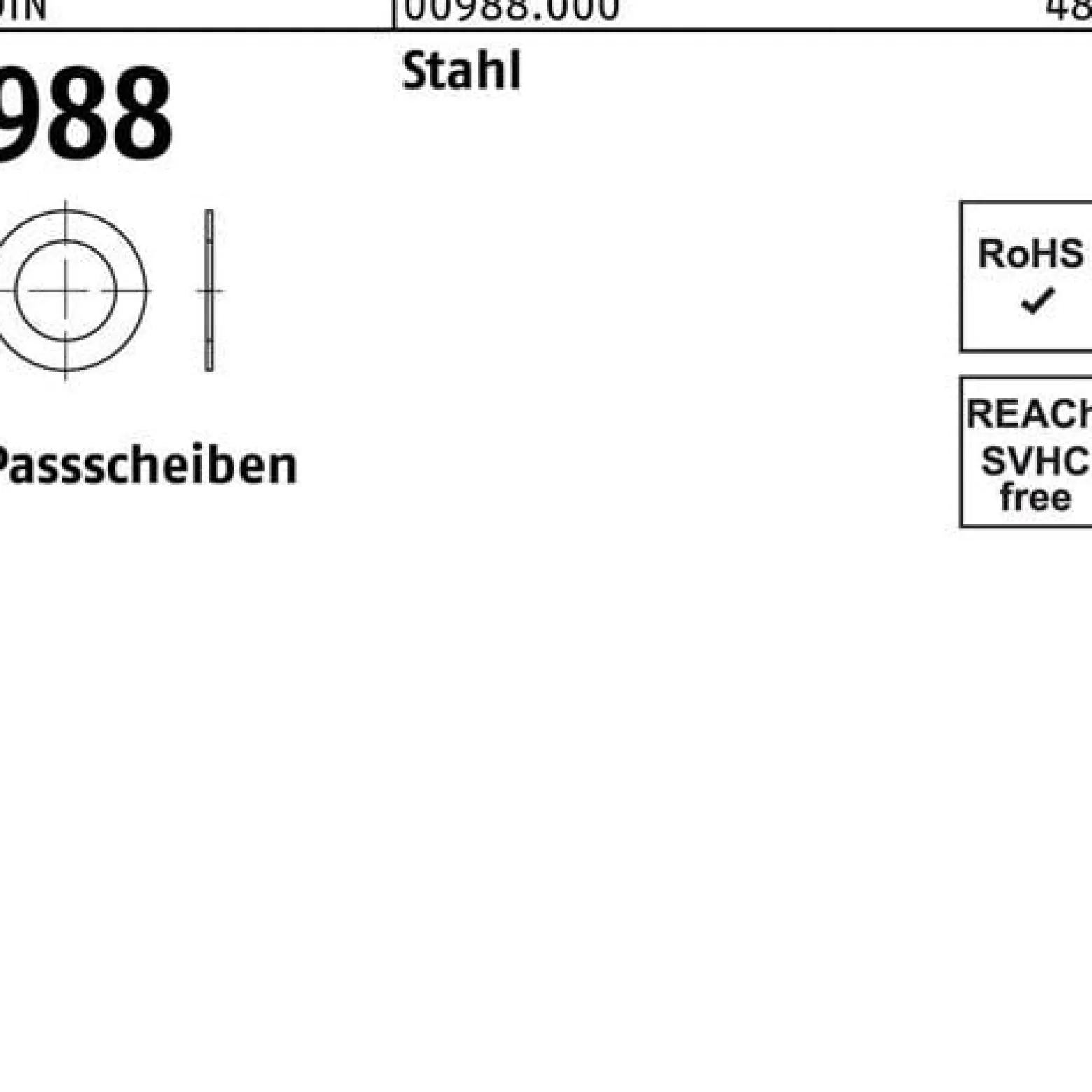 Paßscheibe DIN 988 56x 72x0,1 Stahl 100 Stück