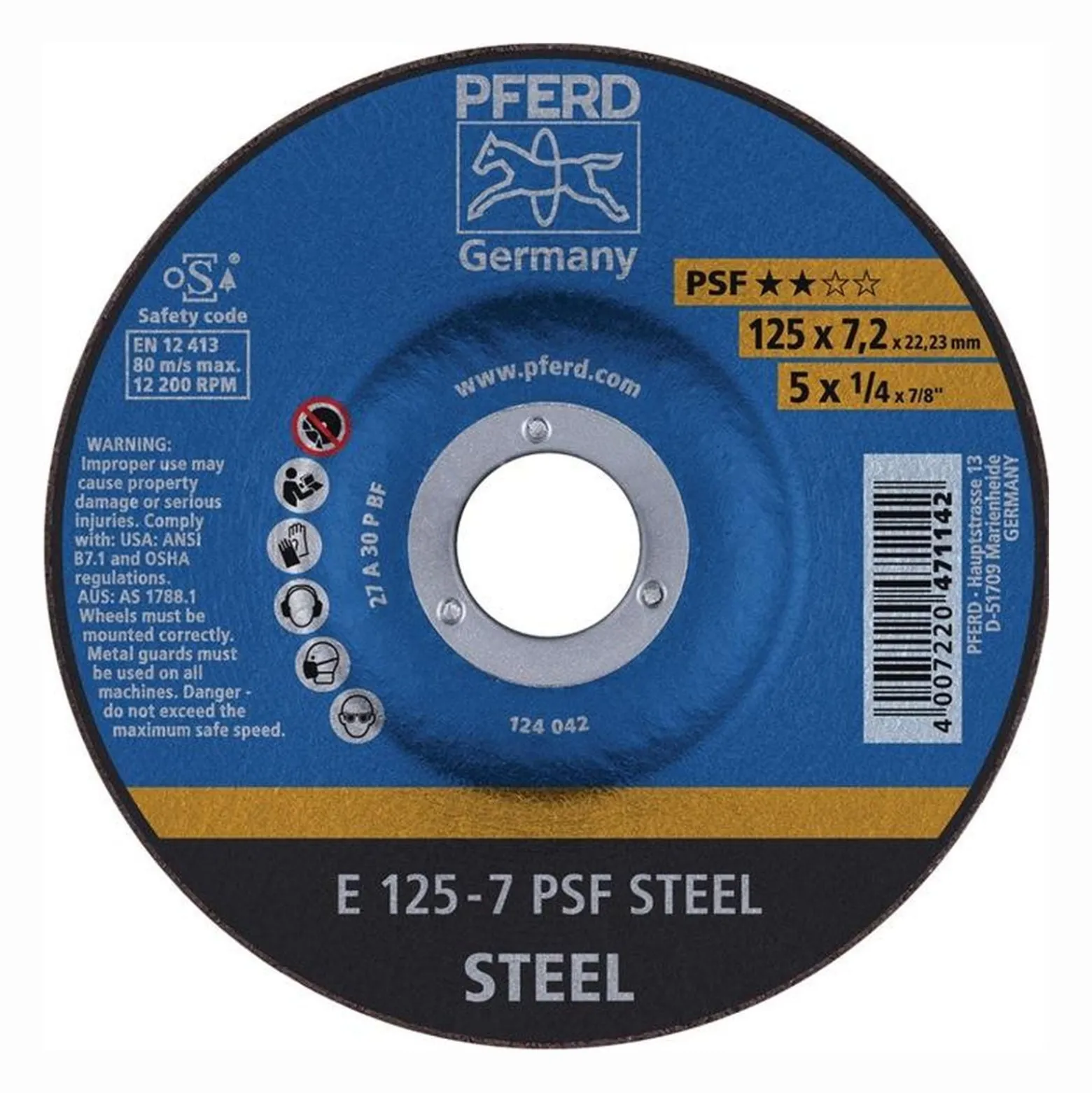 PFERD Schruppscheibe PSF STEEL D 180 x S 7,2 mm - 62017634