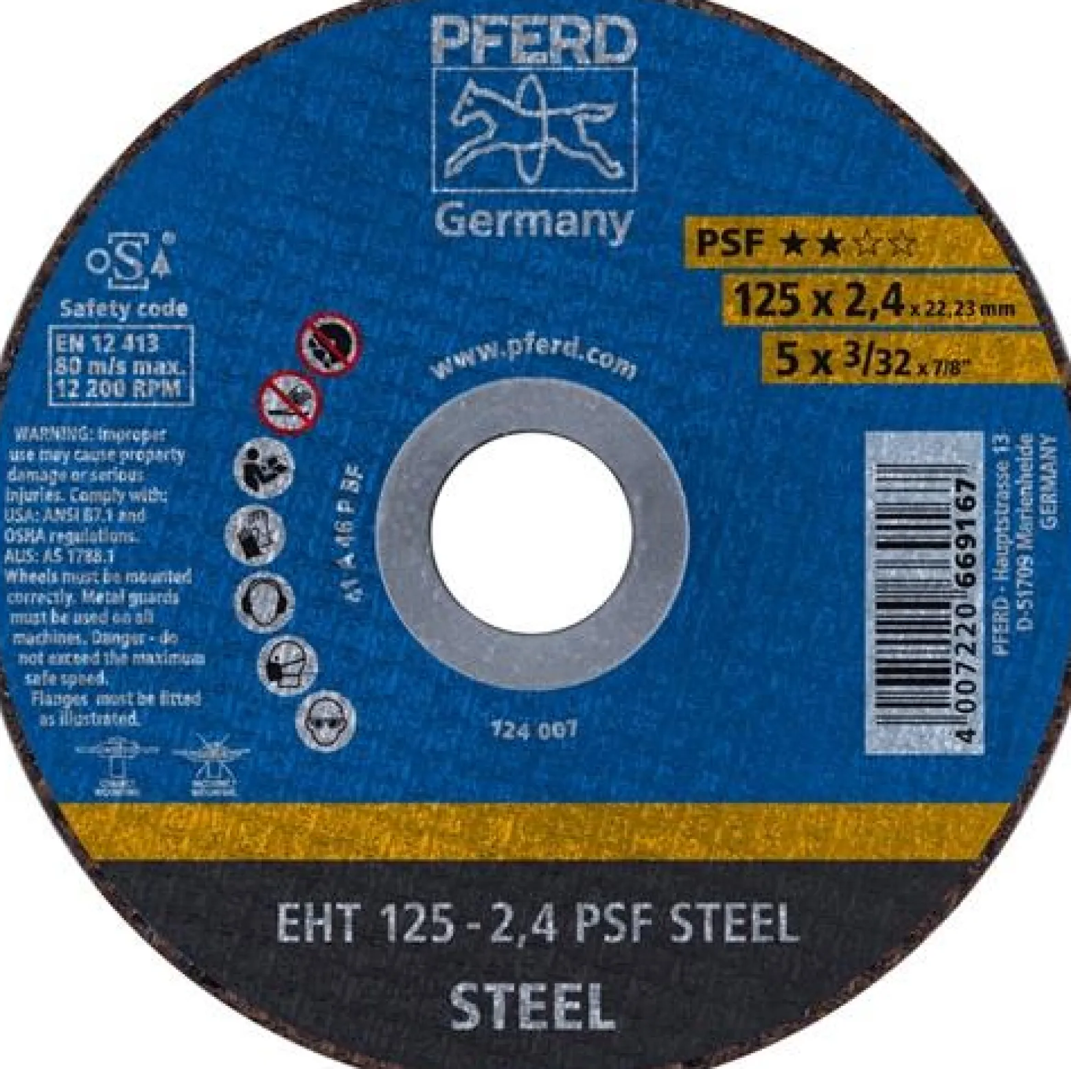 PFERD Trennscheibe PSF STEEL Ø 125 x 2,4 mm gerade - 61719026
