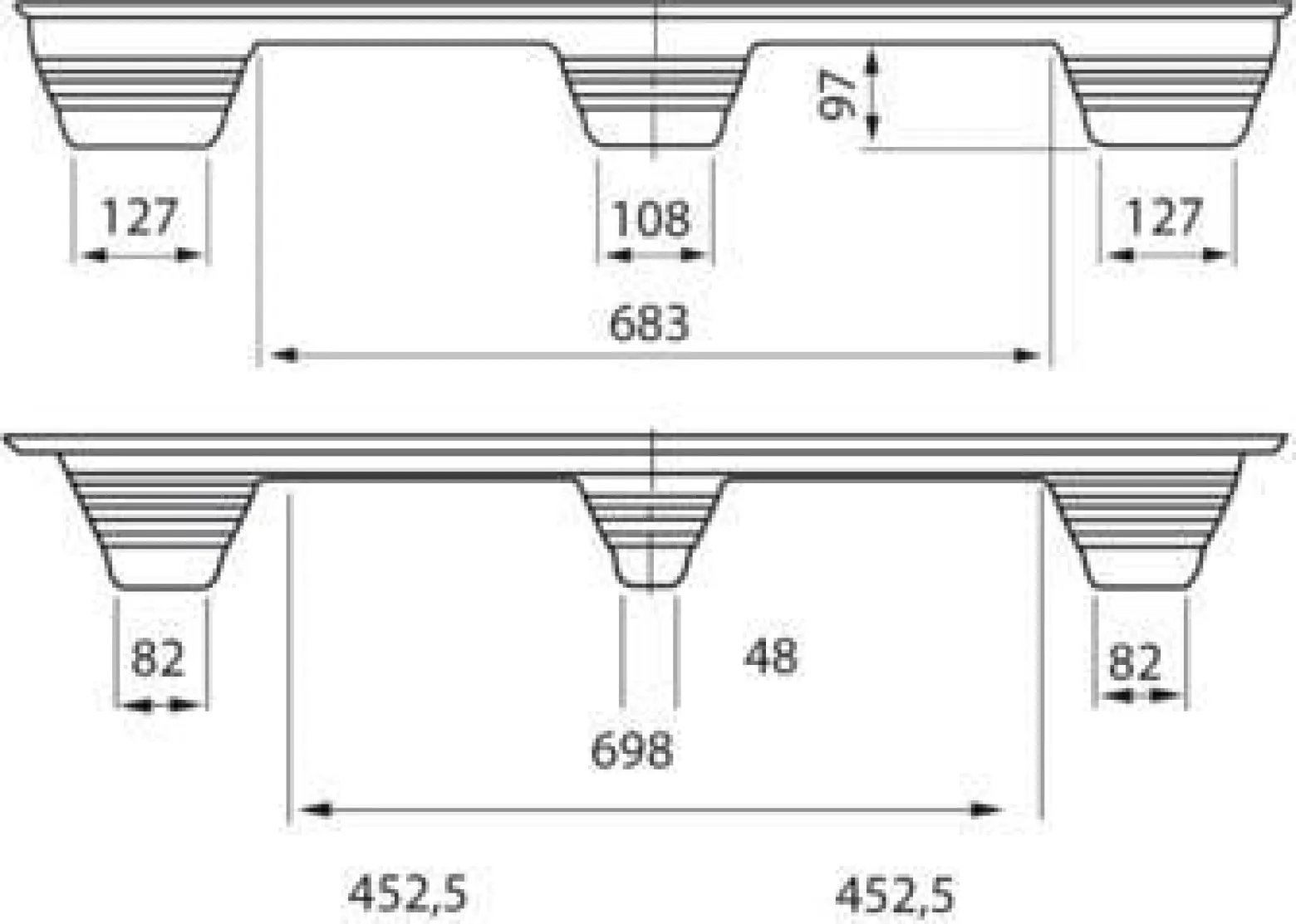 Pressholzpalette Maße 1140x1140mm Tragkraft 1250kg Container Format TRANSPAK
