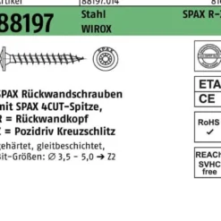 Rückwandschraube R 88197 Spitze/PZ 5x50/46-Z Stahl galv.verz. WIROX 1000St. SPAX